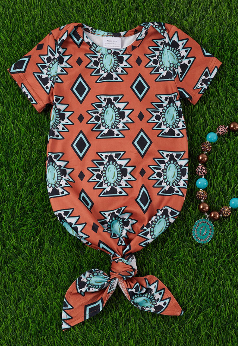 Rust Aztec Baby Gown